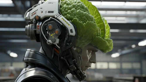 Futuristic Art - The Green Robotic Head