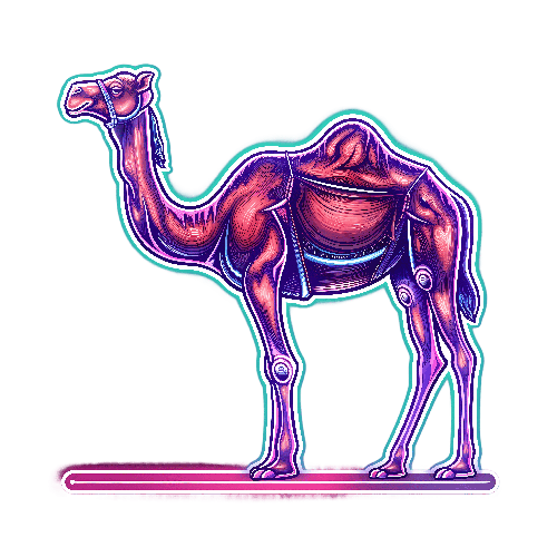 POD Design Illustrated Camel on Pink Line with Purple Background