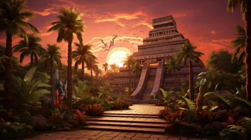 Mesmerizing 3D Jungle Fantasy Scene - Inspired by Mayan and Egyptian Art
