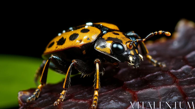 Orange and Black Beetle on Leaf - A Captivating Vision AI Image