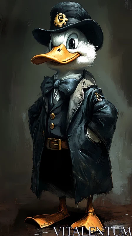 Anthropomorphic Duck in Detective Attire AI Image