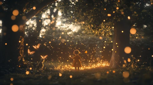 Child in Firefly Forest