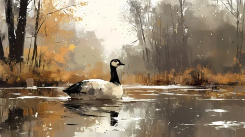 Goose Gliding in Autumn