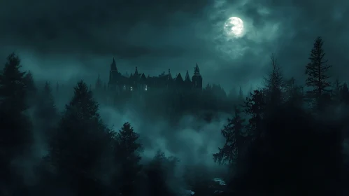 Gothic Castle Under Moonlight