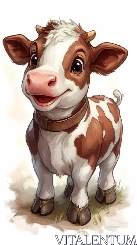 Cute Cow Artwork AI Image