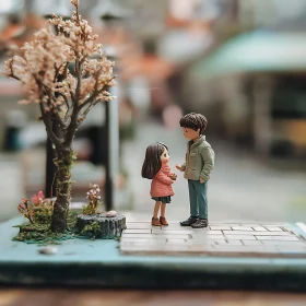 Miniature Couple by a Blooming Tree