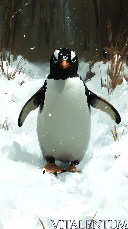 Winter Penguin Scene AI Image