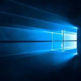 Glowing Blue Abstract Window Design