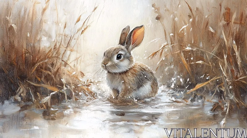 Rabbit in Marshland Art AI Image