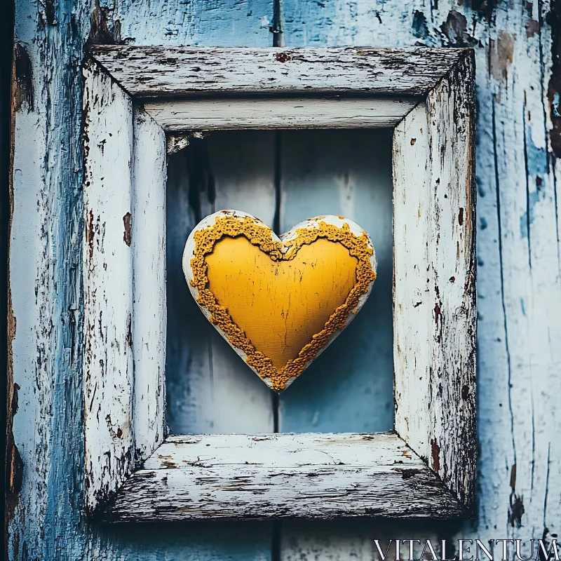 Vintage Heart of Gold in Aged Frame AI Image