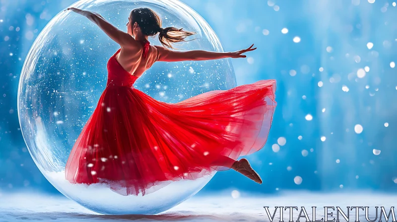 Ballerina in Snow Globe AI Image
