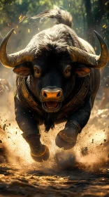 Majestic Bull in Motion