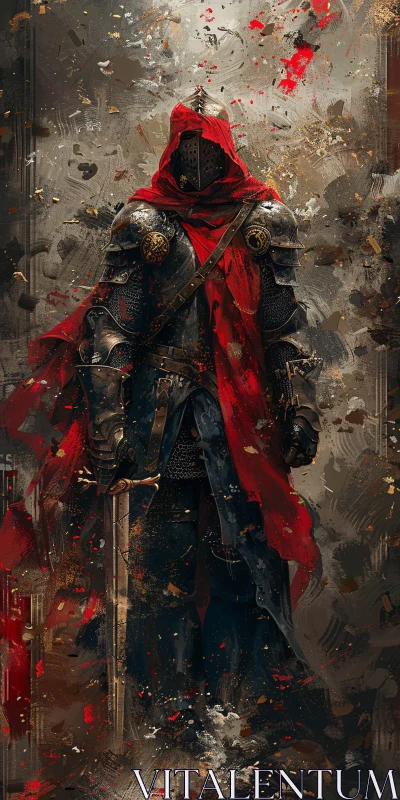 Medieval Knight in Dark Armor AI Image