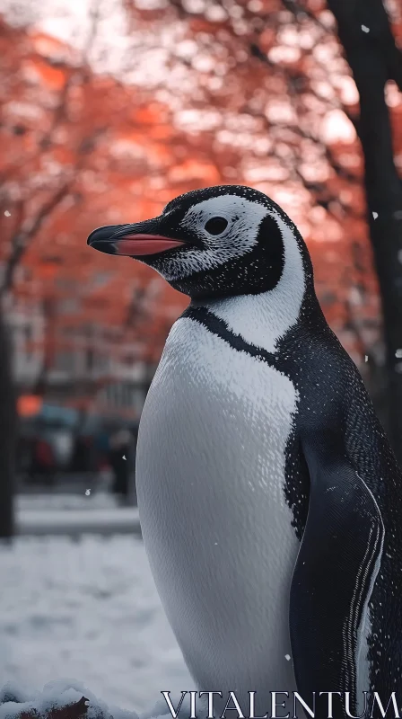 Snowy Penguin Scene AI Image