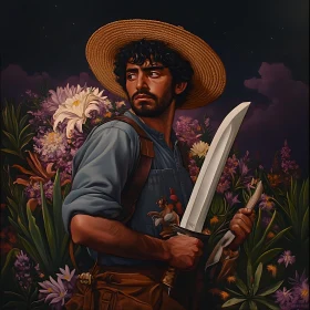 Portrait of a man with sword