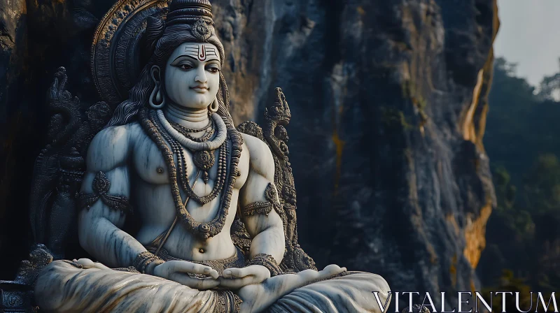 Meditative Shiva Marble Statue AI Image