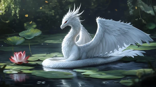 Serene Dragon in a Water Garden