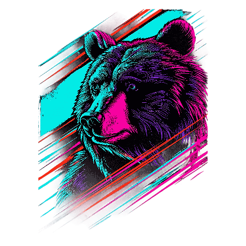 POD Design 80s Inspired Neon Bear Digital Artwork