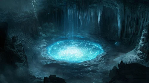 Ethereal Blue Glow in Underground Cave