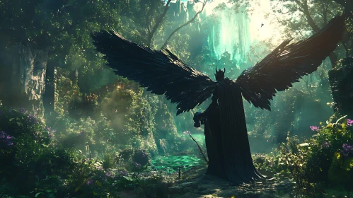 Winged Guardian in the Mystical Forest