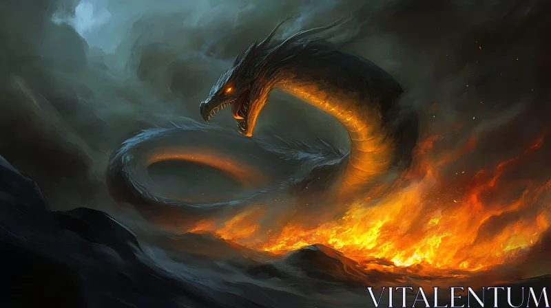 AI ART Dragon Rising from the Ashes