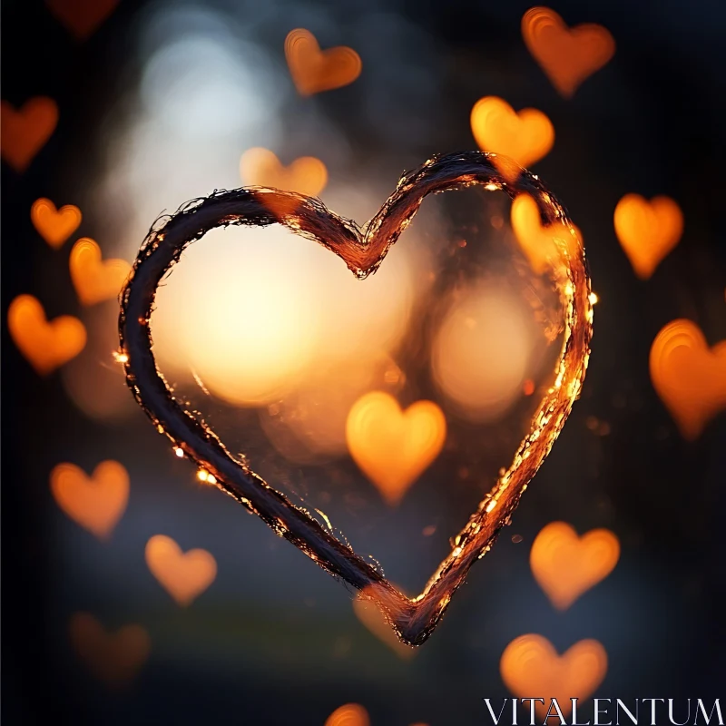 Glowing Heart Bokeh AI Image