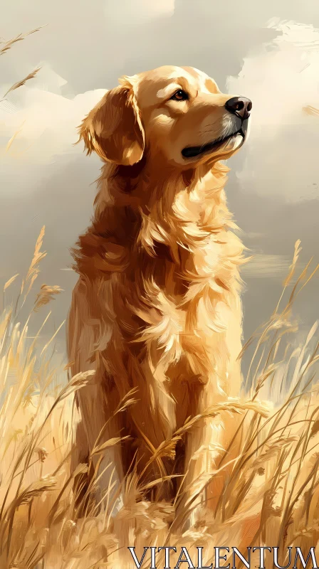 Golden Retriever Portrait Art AI Image