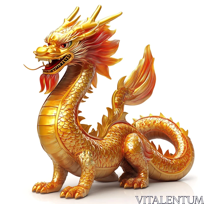 Sculpted Golden Dragon AI Image