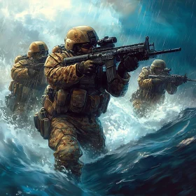 Soldiers in Water