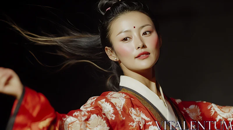 Portrait of a Woman in Red Robe AI Image