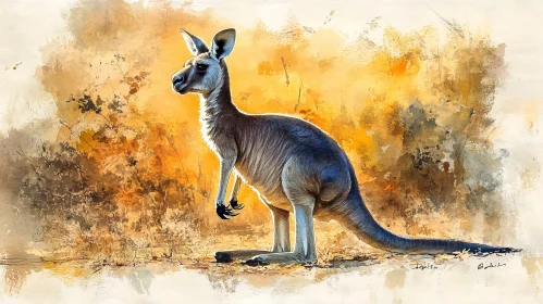 Kangaroo in Sunlit Landscape