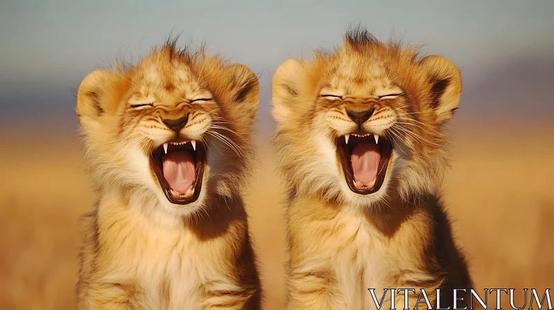 Twin Cubs Yawning AI Image