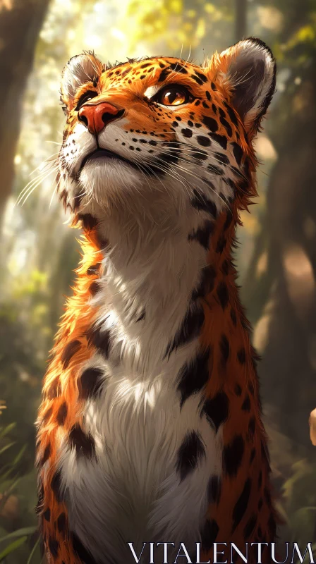 AI ART Wildcat in Forest Light