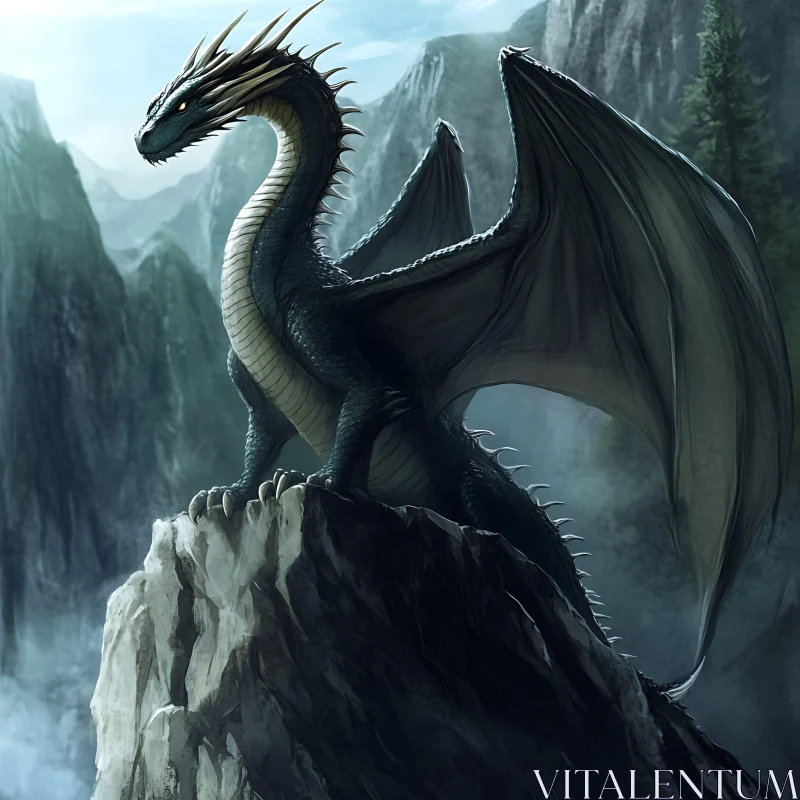 AI ART Dragon on Mountain: A Fantasy Realm Creature