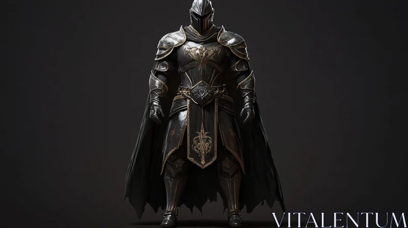 Armored Knight with Golden Embellishments AI Image