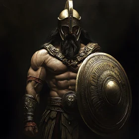 Golden Armored Warrior with Shield