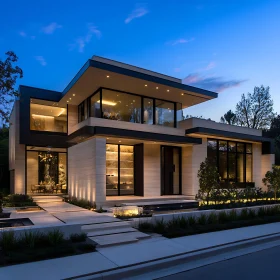 Modern Architectural House at Dusk