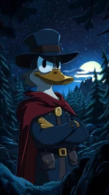 Cartoon Adventure Duck at Night