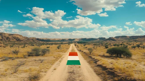 Arid Landscape with Striped Road