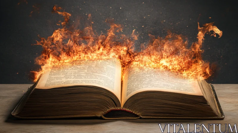 Book in Flames: Artistic Representation AI Image