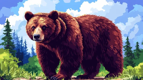 Serene Bear Amidst Lush Greenery