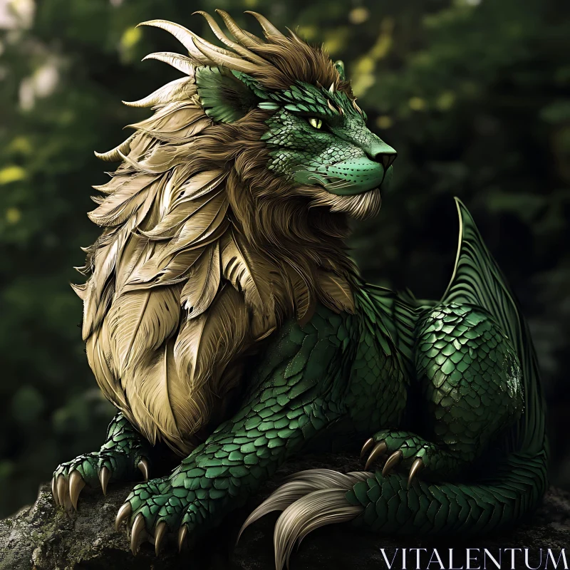 AI ART Mythical Dragon-Lion Serenity