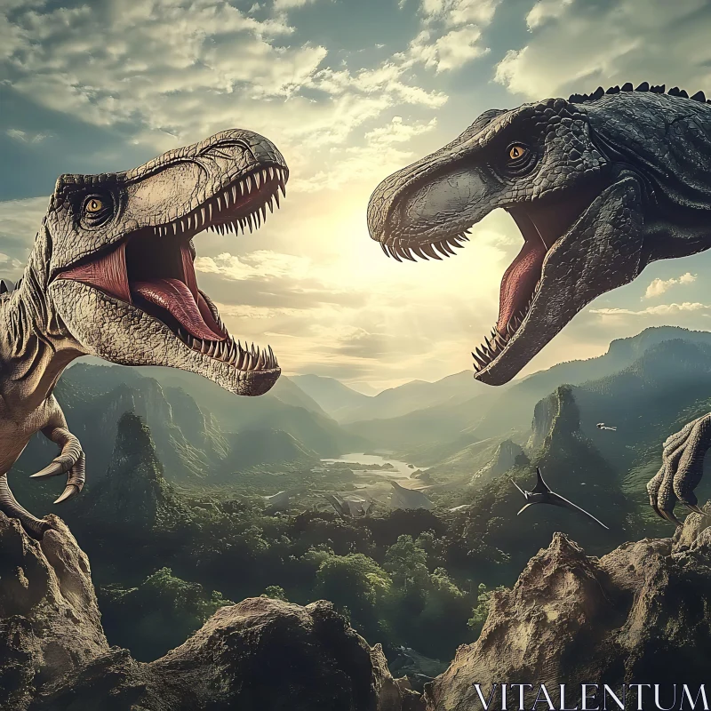 AI ART Prehistoric Face-Off: Tyrannosaurus Rex Encounter