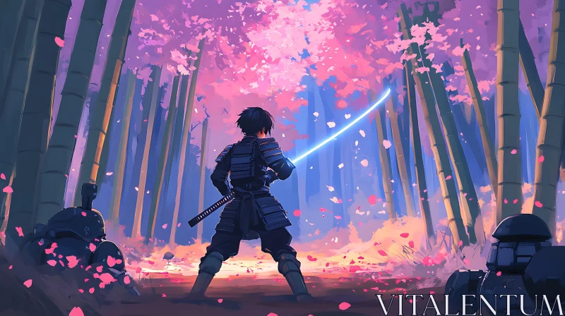 AI ART Cherry Blossom Samurai