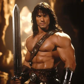 Man with Sword in Leather Armor