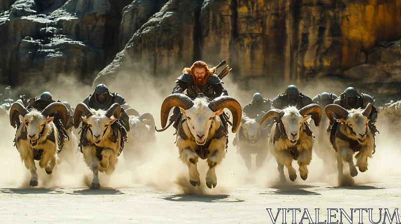 Epic Ram Riders in Full Charge AI Image