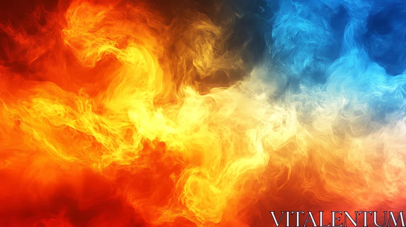 Energetic Fire and Calming Water Fusion in Abstract Art AI Image