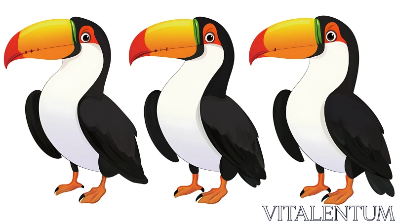 Toucans in a Row AI Image