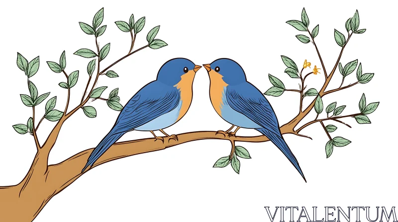 AI ART Pair of Bluebirds Illustration