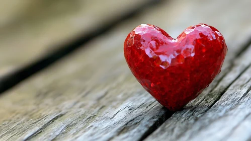 Red Heart on Weathered Wood Planks